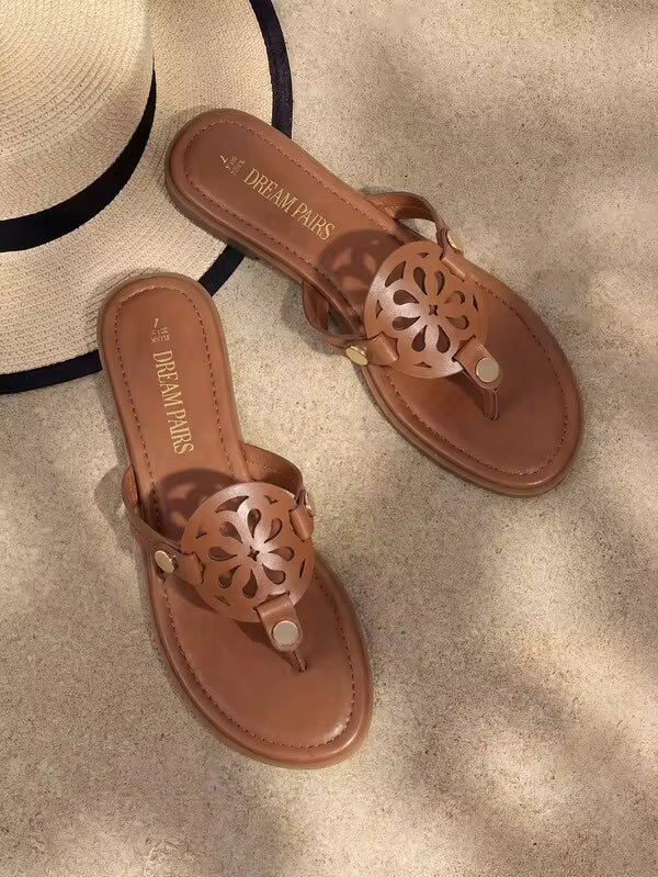 Women'S Flip Flop Buttons Arch Support Fashion Comfortable Soft Cushion Wedge Flip Flops Summer Beach Vacation Thong Flat Sandals