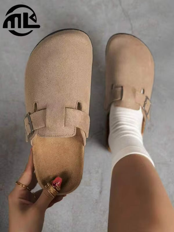 Women's Fashion Plush Slip-On Slippers, Comfortable For Indoor/Outdoor, Vacation, Casual Wear, Versatile Flat Sandals, Suitable For All Seasons
